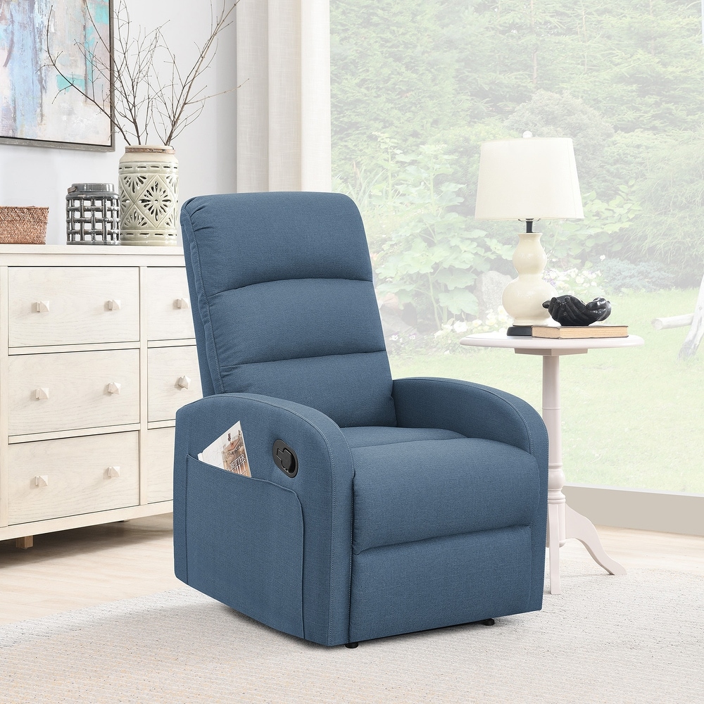 Charlotte Manual Upholstered Recliner  Denim Blue