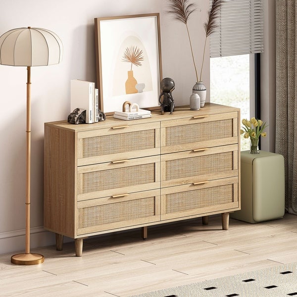 51'' Width 6-Drawers Rattan Storage Cabinet - - 37848154