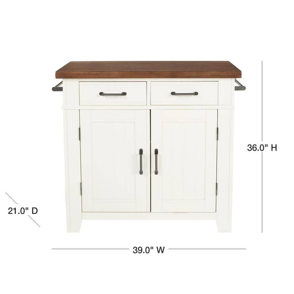 OSP Home Furnishings Urban Farmhouse Kitchen Island White Base with Vintage Oak Top BP-4207-942