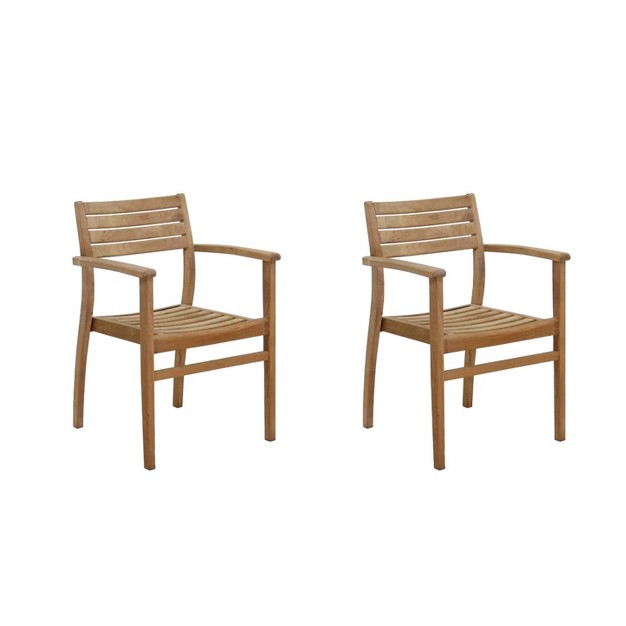 2pk Coventry Teak Patio Arm Chairs International Home Miami