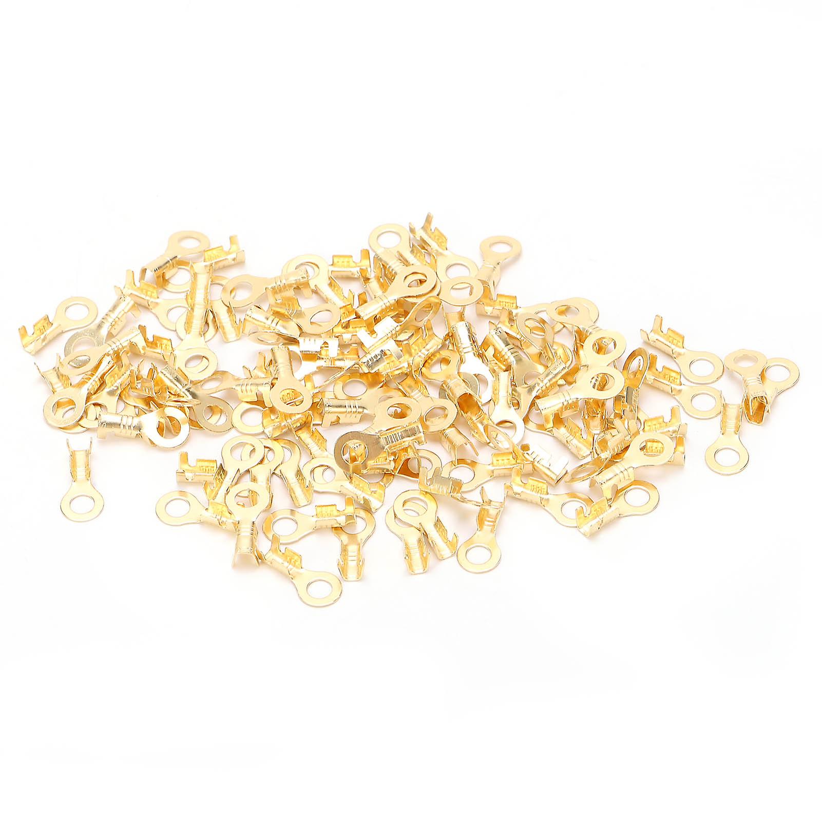 100pcs Lug Ring Terminals Brass Cold Pressed Cable Crimp Ends Connector M4 4.2mm