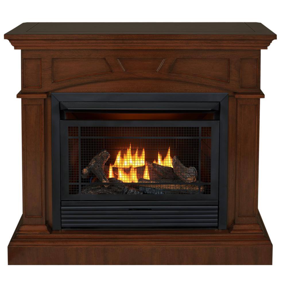 Duluth Forge Dual Fuel Ventless Gas Fireplace - 26000 BTU Remote Control Heritage Cherry Finish 170150