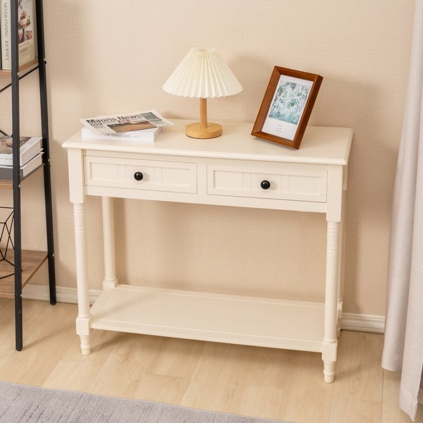 Modern 2-drawer Console Table with Shelf-35.4