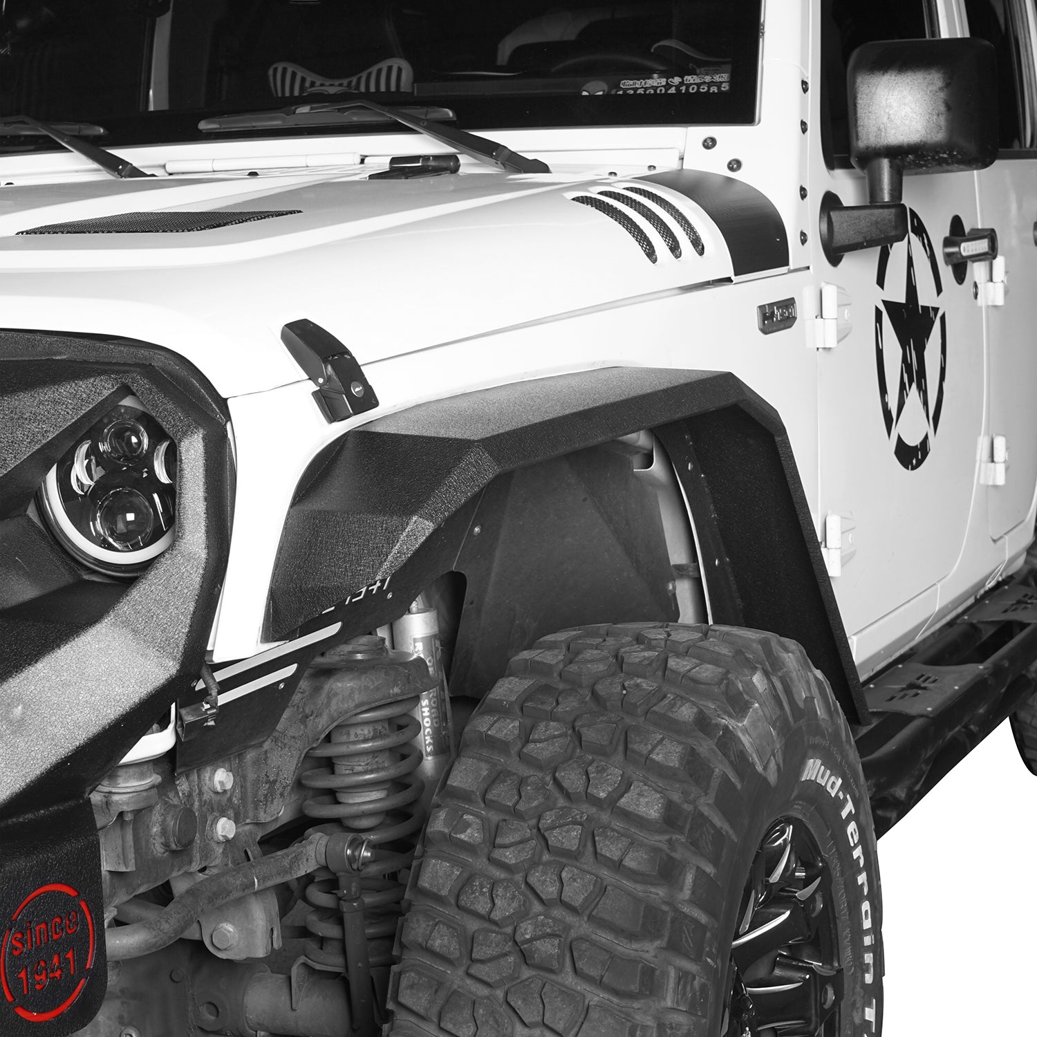 Hooke Road Fits Jeep Wrangler JK 2007-2018 Flat Tube Front and Rear Fender Flares