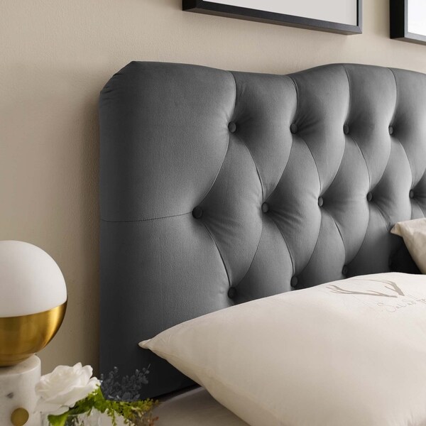 Carson Carrington Labbetorp Queen Diamond Tufted Velvet Headboard - - 28502753