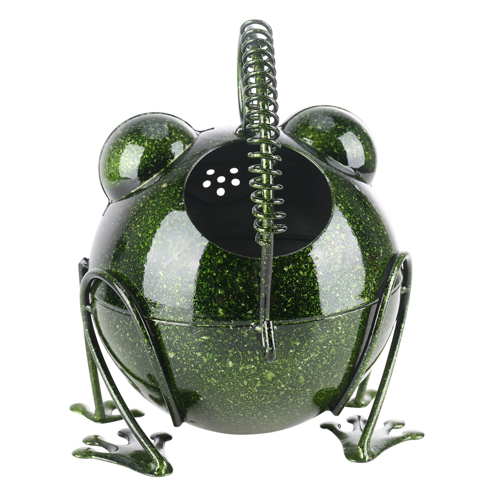 Tooarts Cartoon Frog Watering Pot Iron Animal Watering Can Garden Sprinkle Kettle Fairy Garden Decoration Children DIY Gardening Green