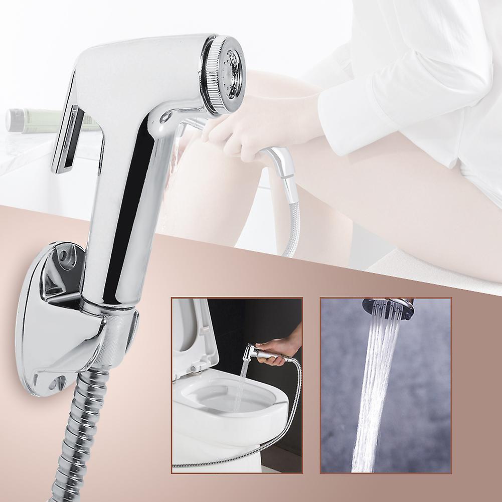 Multi-functional Abs Bathroom Handheld Toilet Bidet Shower Sprayer Hose Holder Wall Bracket Set