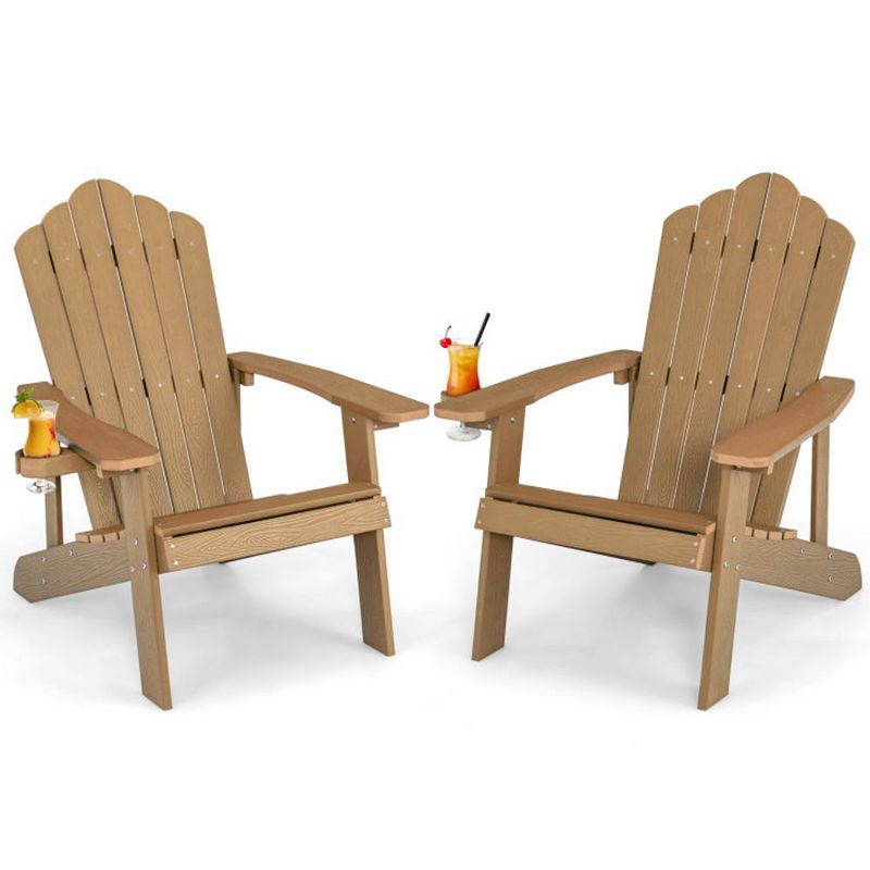 Hivago Weather Resistant HIPS Outdoor Adirondack Chair with Cup Holder