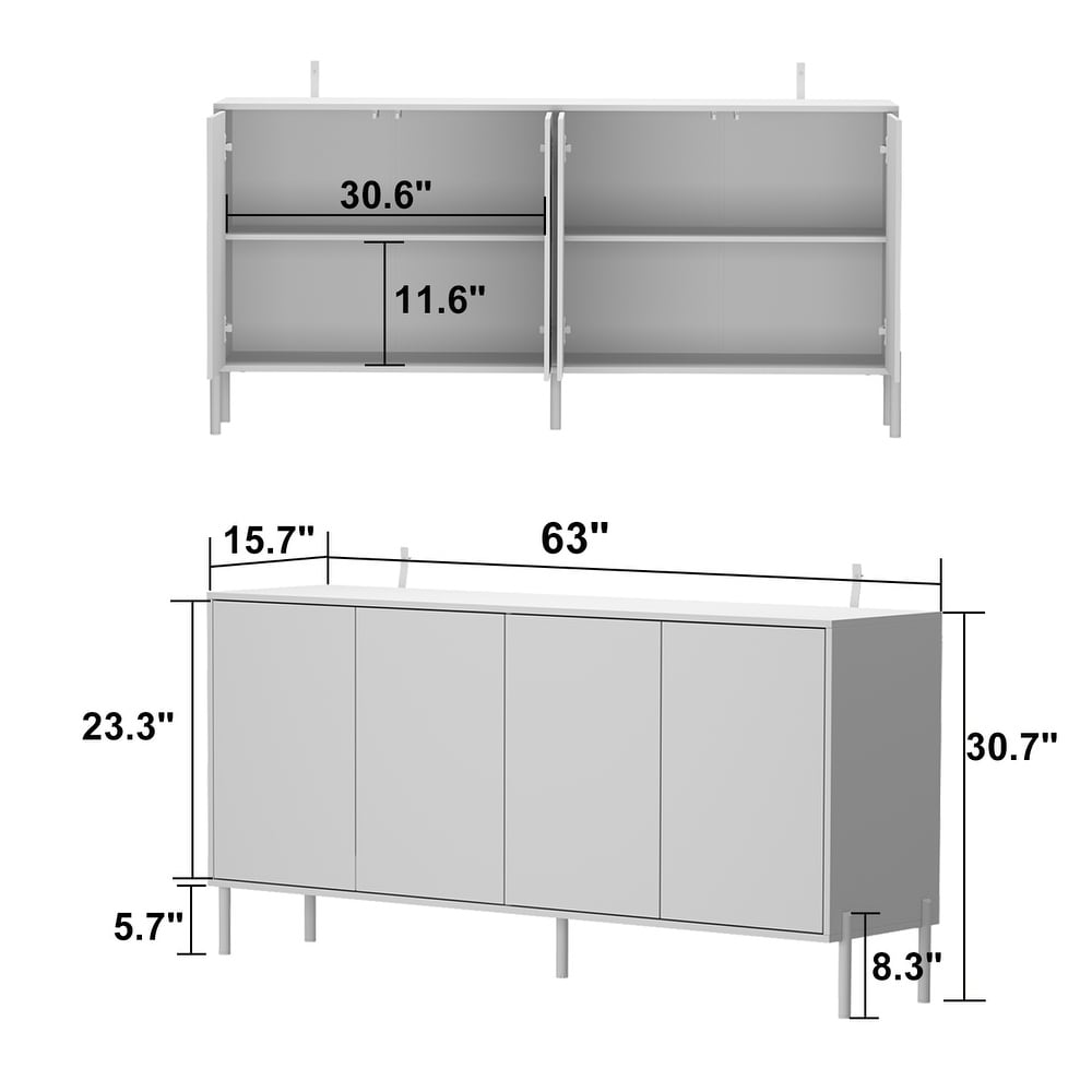 Large Adjustable Shelf Storage Cabinet with 3D Printed Door Buffet 63\