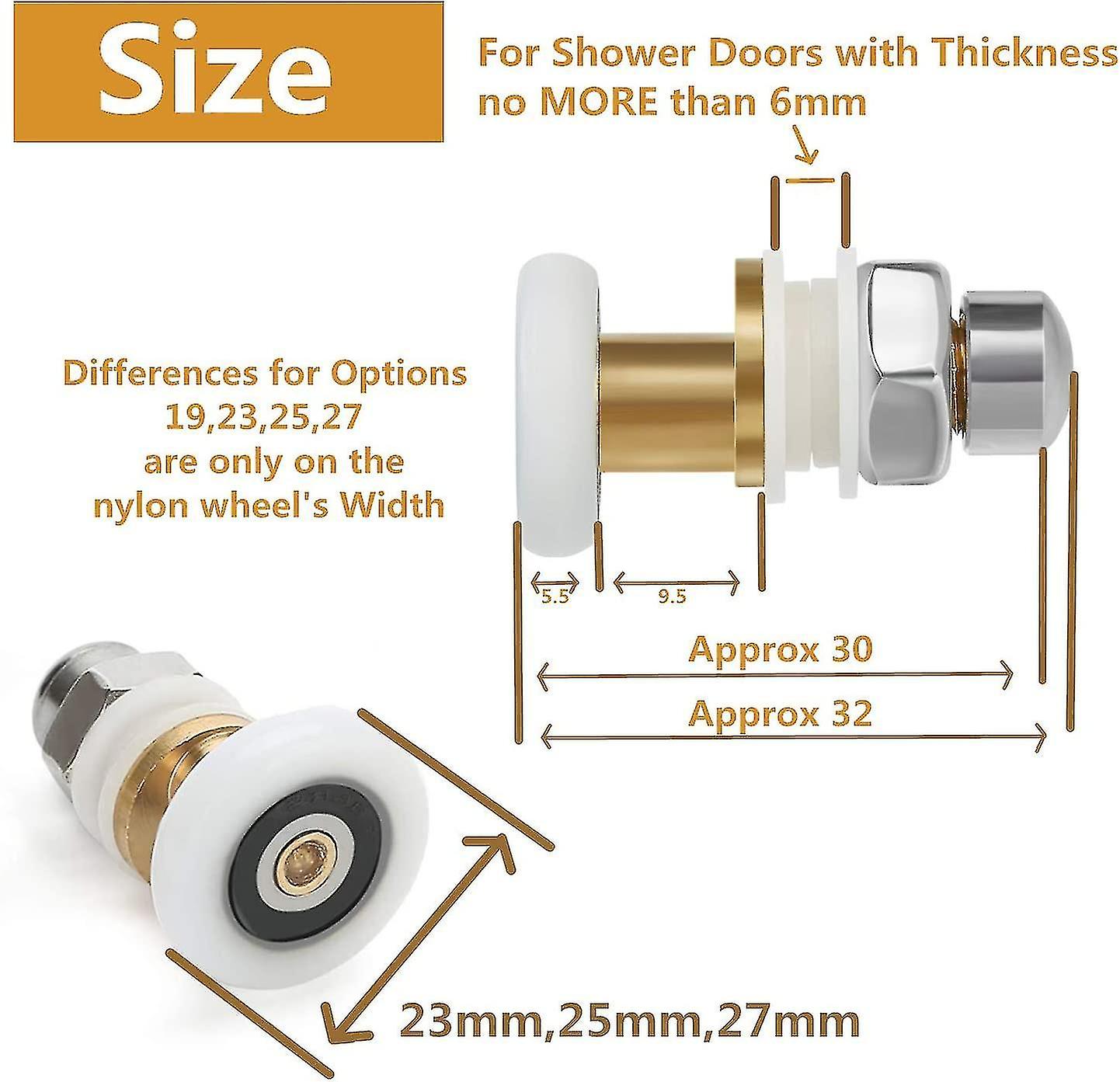 Shower Door - Roller Caster Wheel For Shower Door Sliding Rollers Door Roller Replacement Wheel 8pcs 25mm