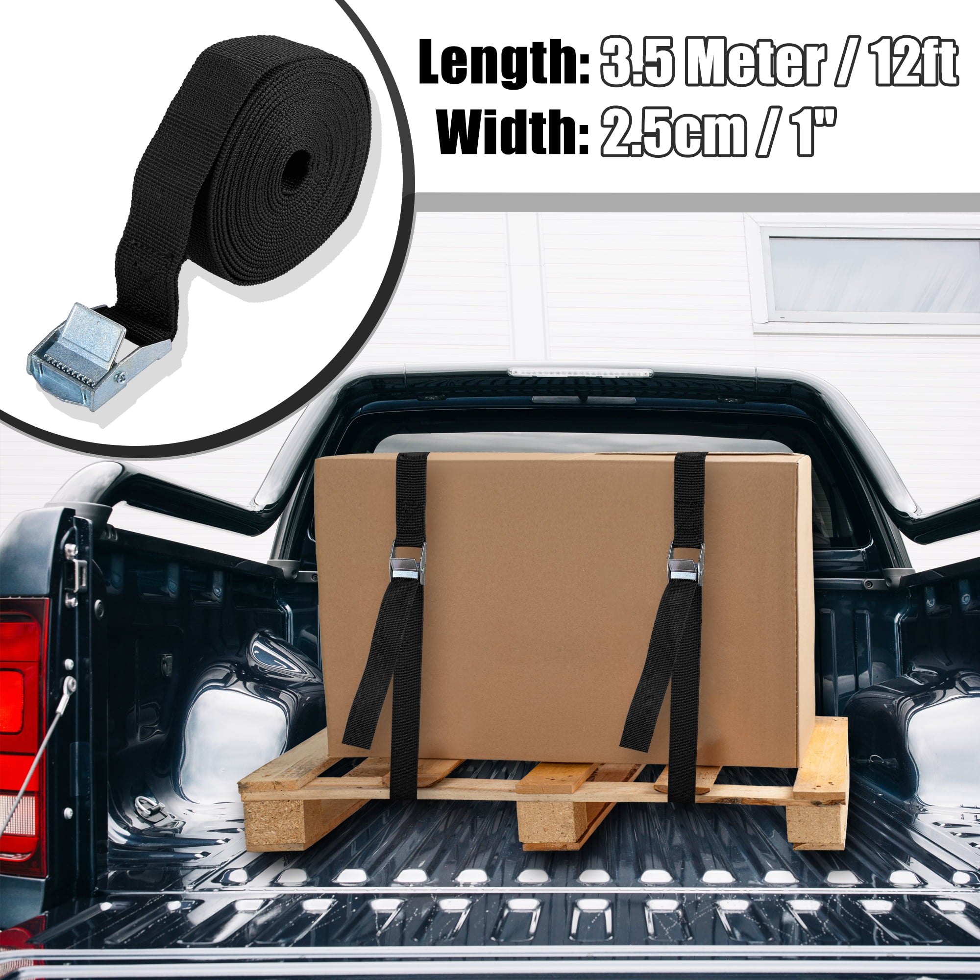 6pcs 1" x 12' Cargo Tie Down Straps Lashing Straps Travel Luggage Strap Adjustable with Cam Lock Buckle for Car Black