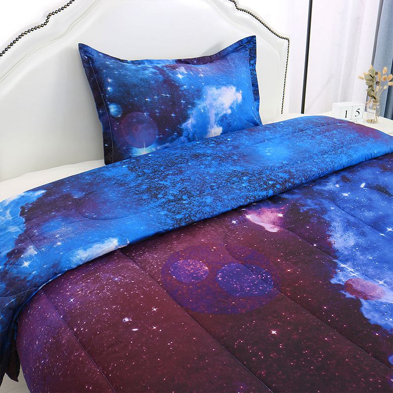 2Pcs Galaxies Dark Blue Comforter Set All-season Down Quilted Duvet