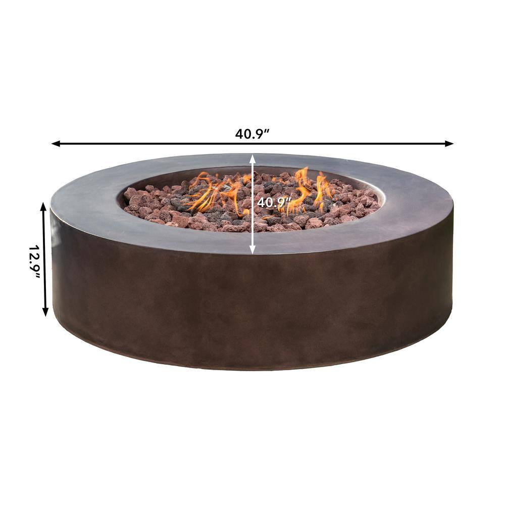 Royal Garden 41 in. Round Fire Pit - Lava Rock - Brown Cover TM21RD41FPBCV