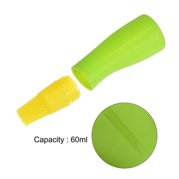 2pcs Silicone Oil Bottle Brush with Cap for BBQ Cooking Baking， Yellow+Green