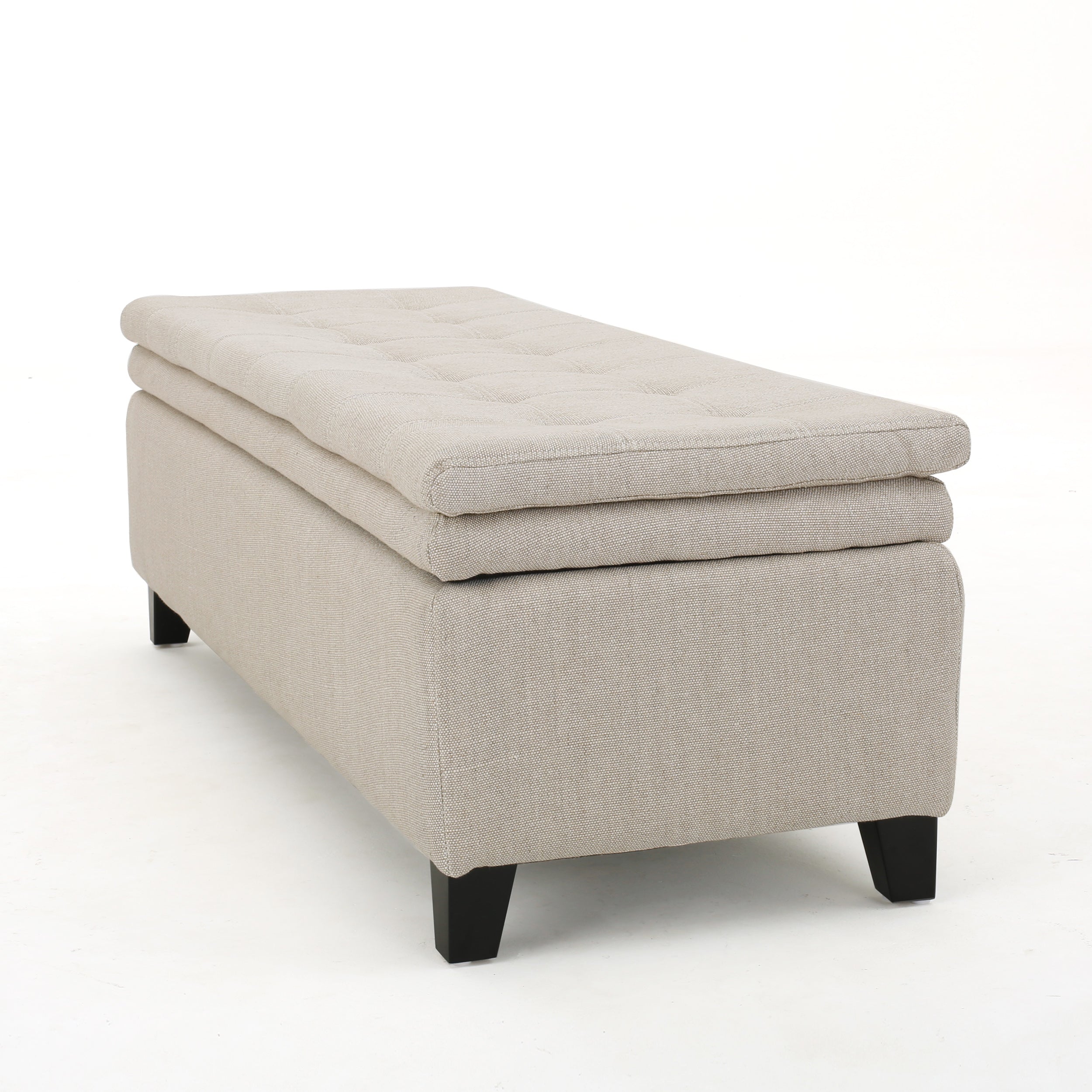 Sandford Contemporary Tufted Linen Storage Ottoman Bench