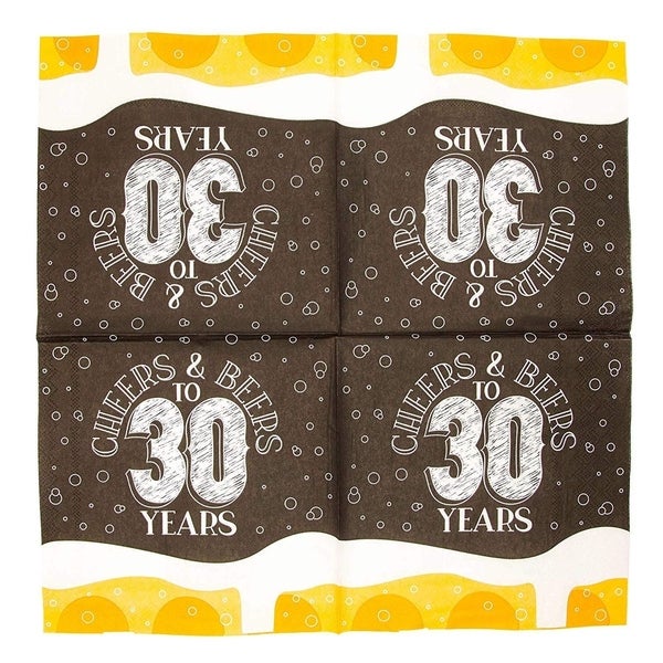 100 Pack Cheers and Beers to 30 Years Paper Napkin 6.5