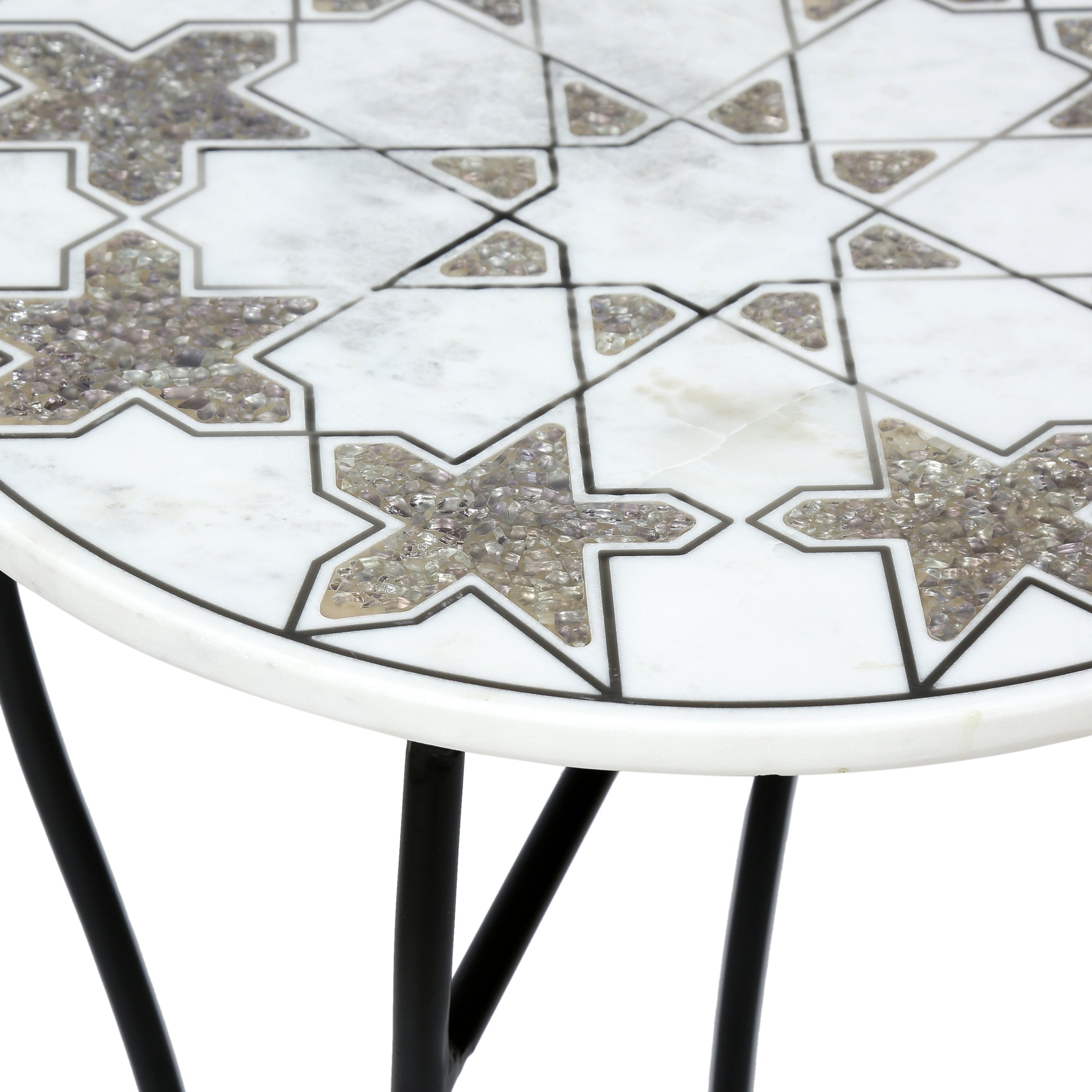 Ripley Handcrafted Boho Marble Mosaic End Table (Set of 2)