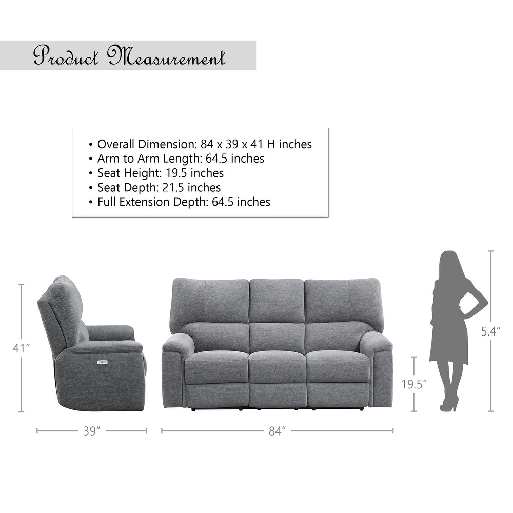 Linville Power Double Reclining Sofa with Power Headrests