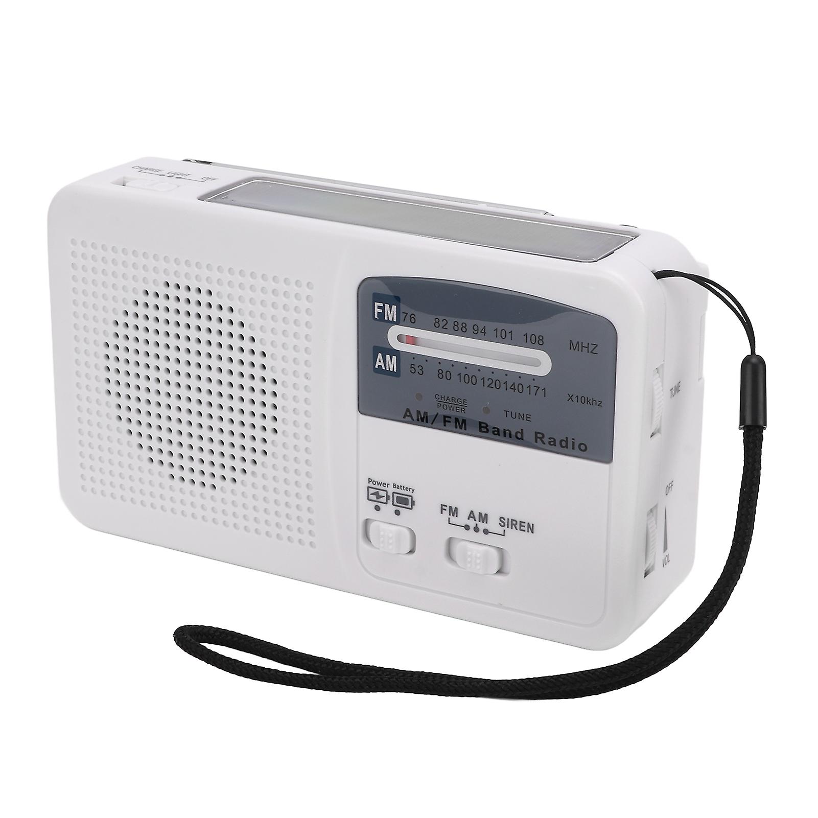 Solar Charging Emergency Radio Hand Crank Radio Multiband Am Fm With Led Light For Outdoor Camping White