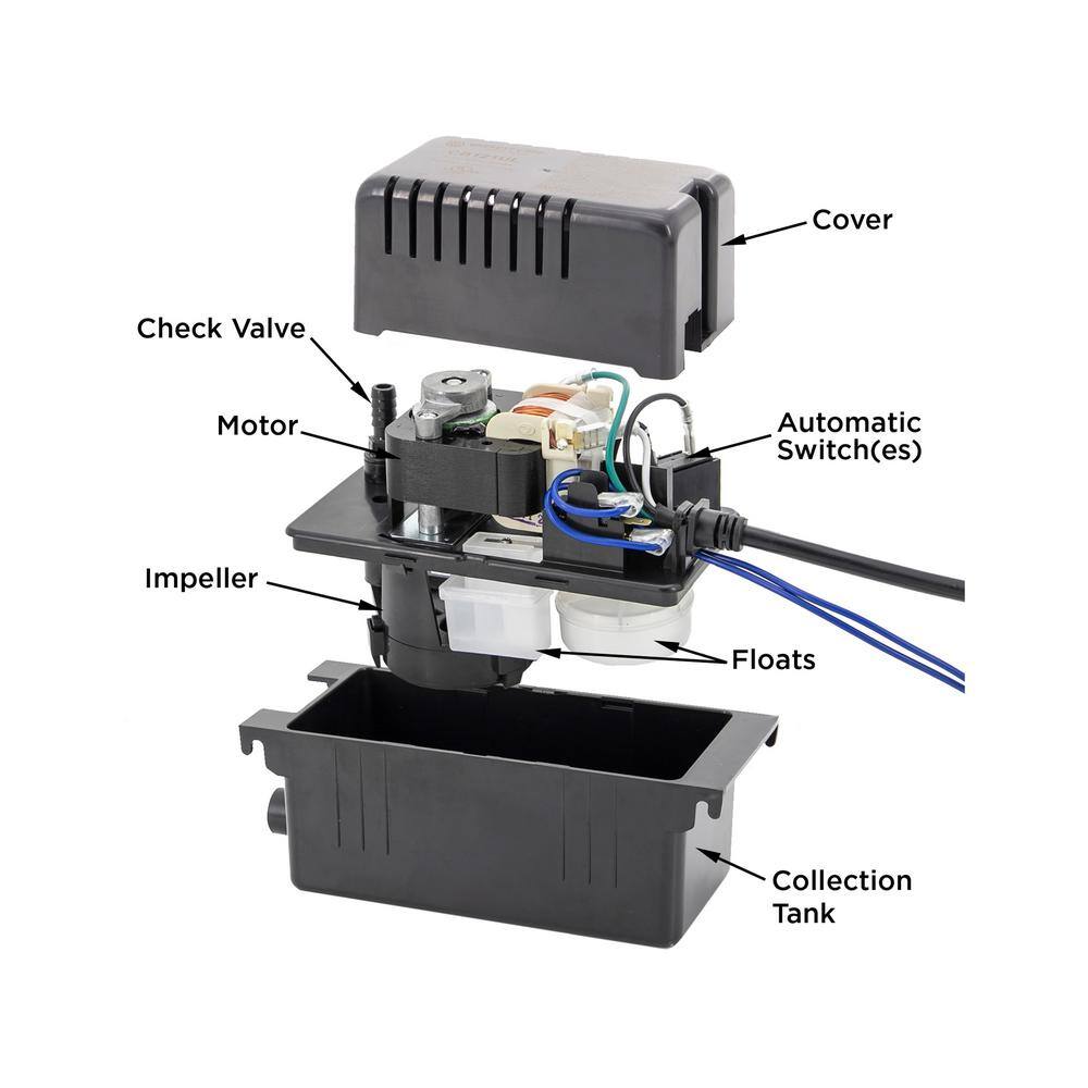 BECKETT Compact 115-Volt Condensate Removal Pump without Safety Switch with 11 ft. Maximum Lift CB121LSUL