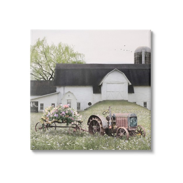 Stupell Farmhouse Tractor And Flower Field Gallery Wrapped Canvas Wall Art