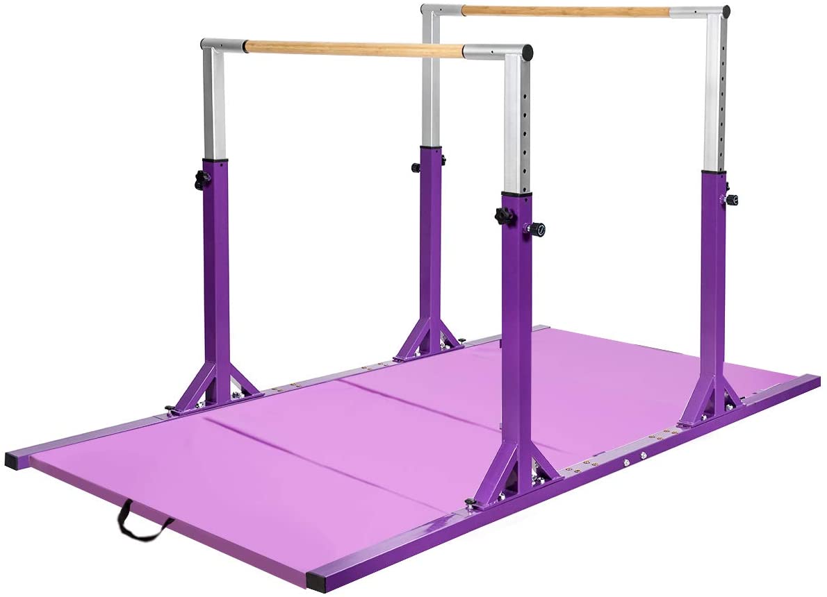 Costzon Double Horizontal Bars, Junior Gymnastic Training Parallel Bars w/11-Level 38-55