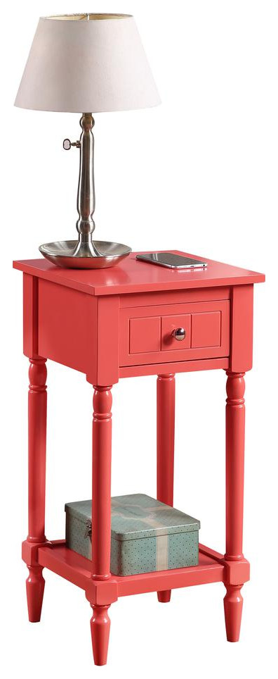 French Country Khloe 1 Drawer Accent Table with Shelf Coral   Contemporary   Coffee Tables   by BisonOffice  Houzz