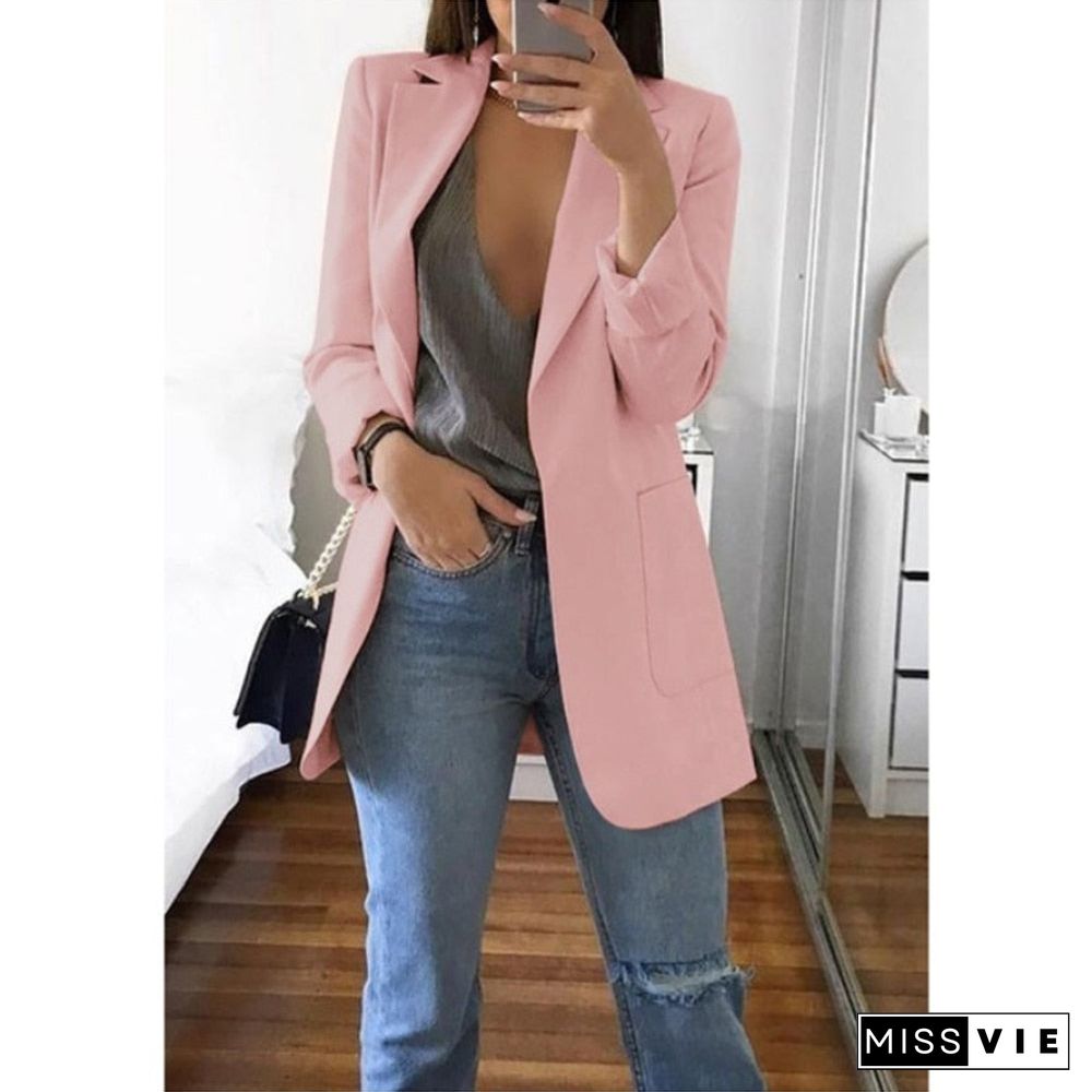 Blazer Women Jackets Summer Ladies Female Coats 5XL Casual Fashion Basic Notched Slim Solid Office Ladies Outwear Loose New