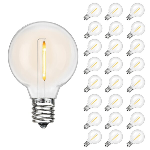 25 Pack LED G40 Plastic Filament Outdoor Globe Replacement Bulbs，Warm White