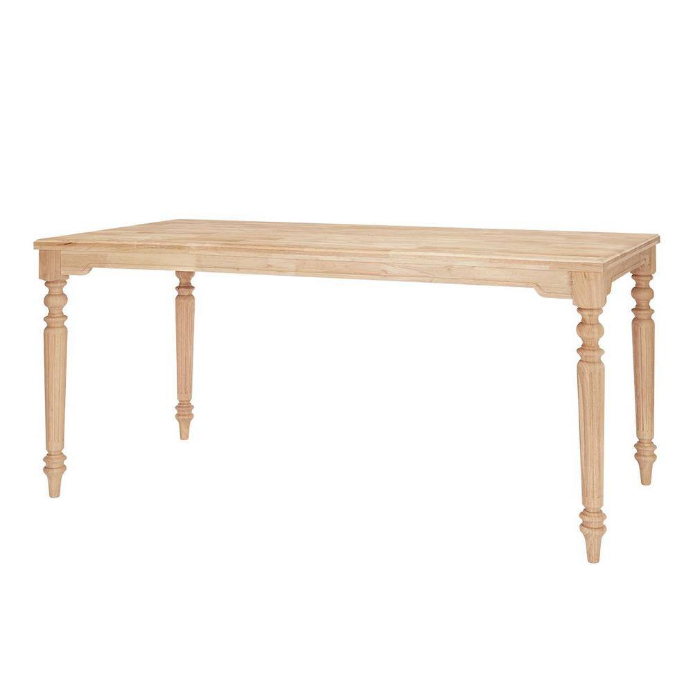 StyleWell Unfinished Natural Pine Wood Rectangular Table for 6 with Leg Detail (68 in. L x 29.75 in. H) T-07