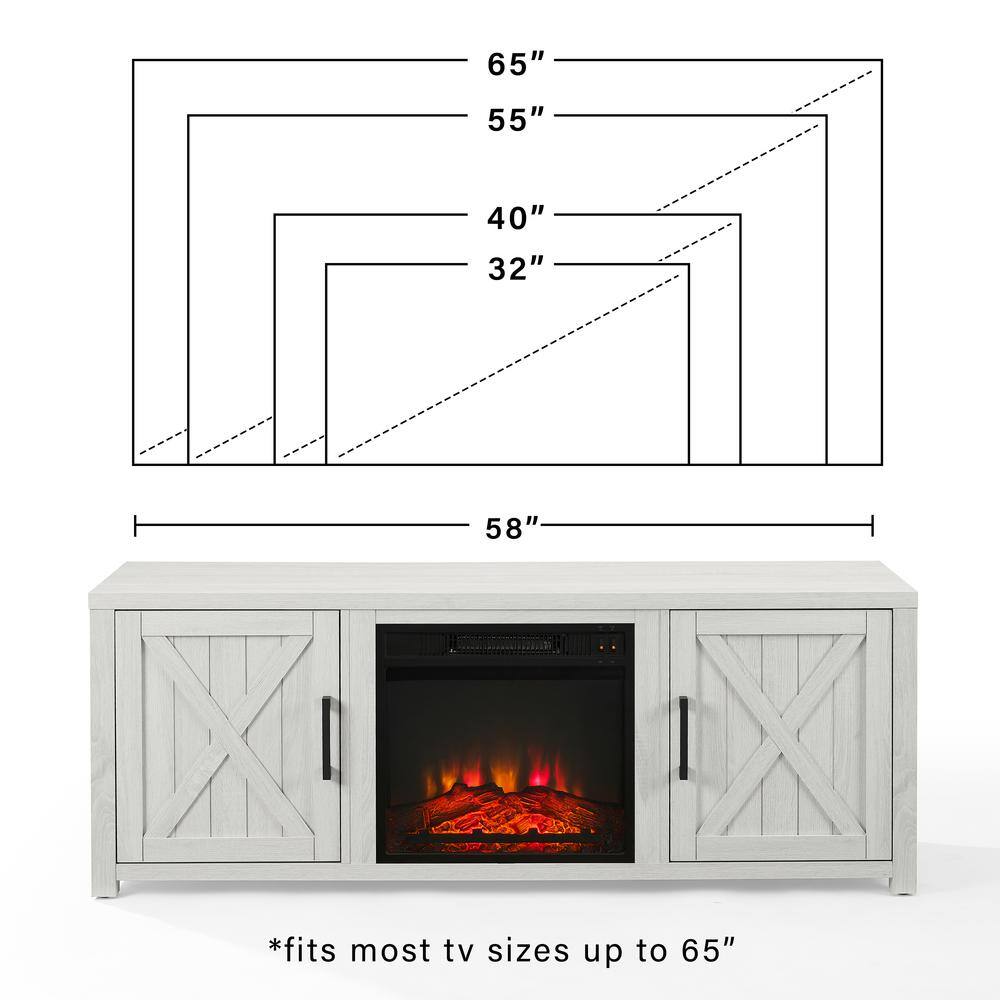 CROSLEY FURNITURE Gordon 58 in. Whitewash TV Stand Fits TV's up to 65 in. with Fireplace KF100758WW