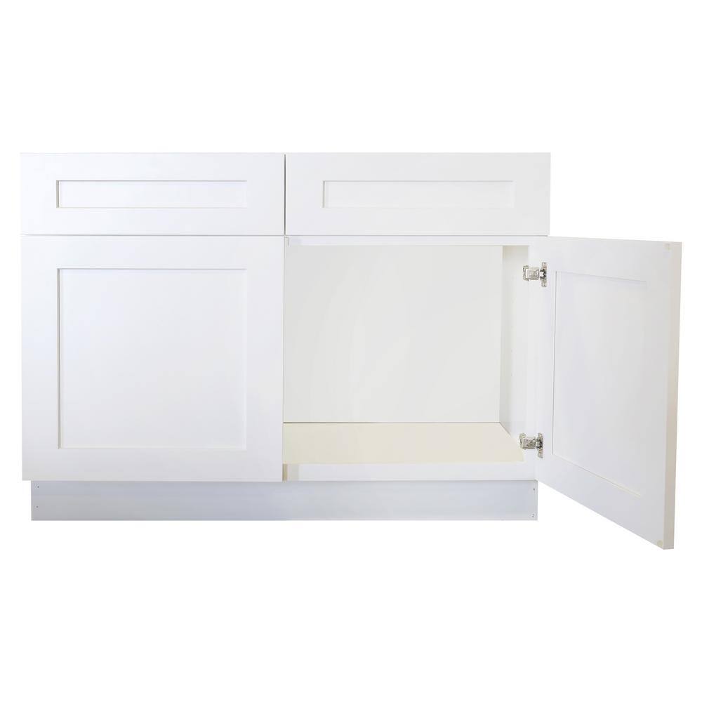 Plywell Ready to Assemble 42x34.5x24 in. Shaker Sink Base Cabinet with 2 Doors in White SWxSB42-CY