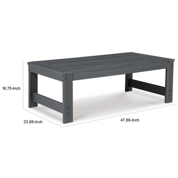 Wigo 48 Inch Outdoor Coffee Table，Slatted Top，Modern Style，Charcoal Gray