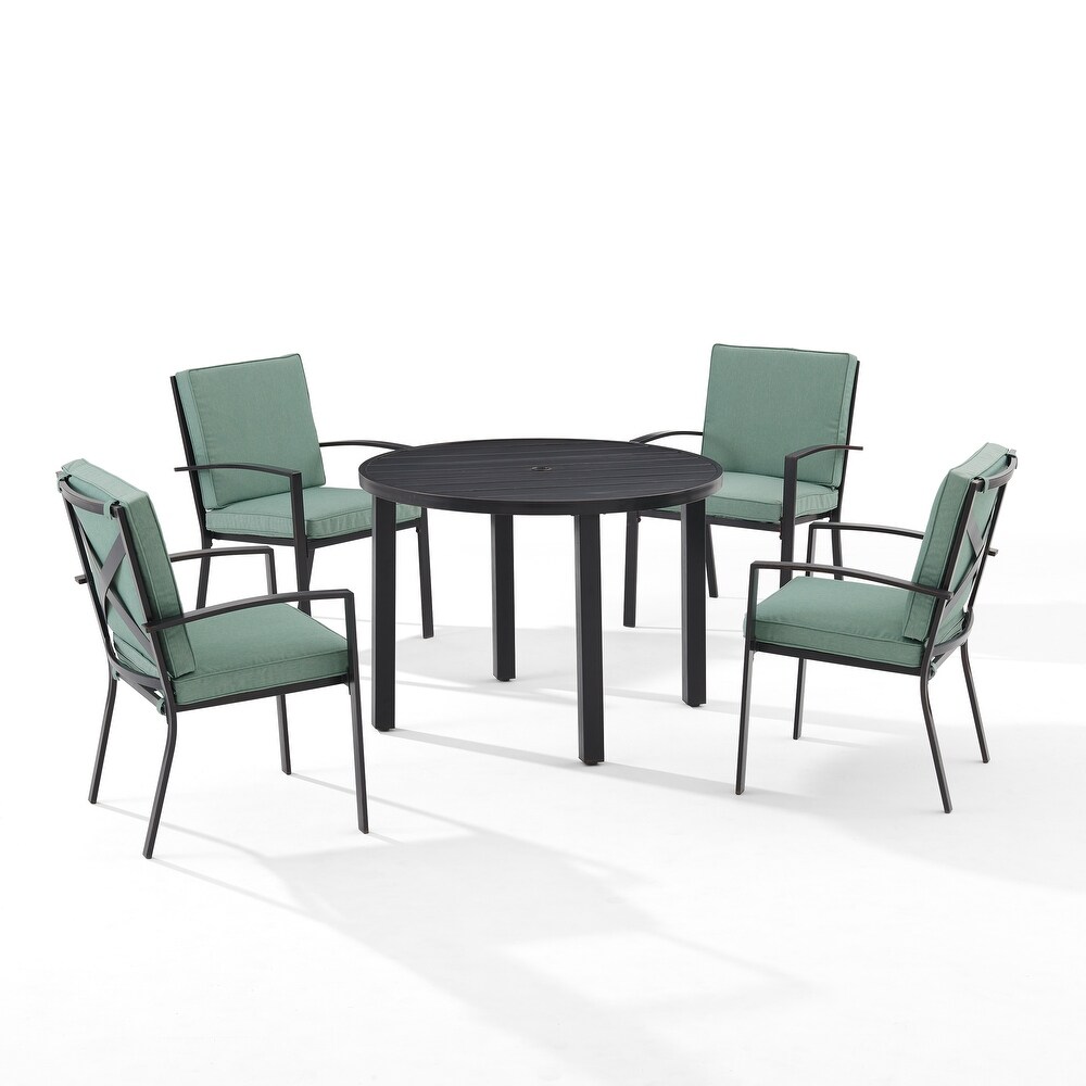 Kaplan 5Pc Outdoor Metal Round Dining Set  Table   4 Chairs