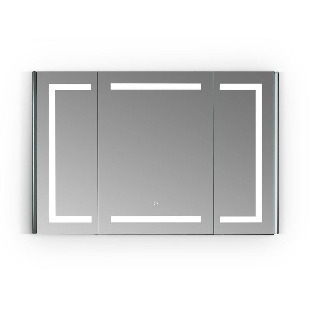 Altair Bojano 48 in. W x 32 in. H Medium Rectangular Silver RecessedSurface Mount Medicine Cabinet with Mirror and Lighting 760048-LED-MC