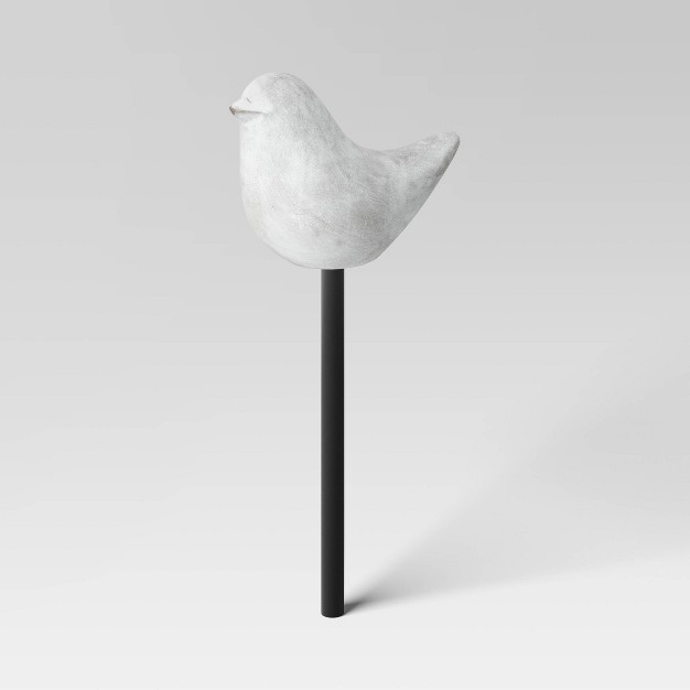 3pc Cement Bird Stake Outdoor Figurine Set White