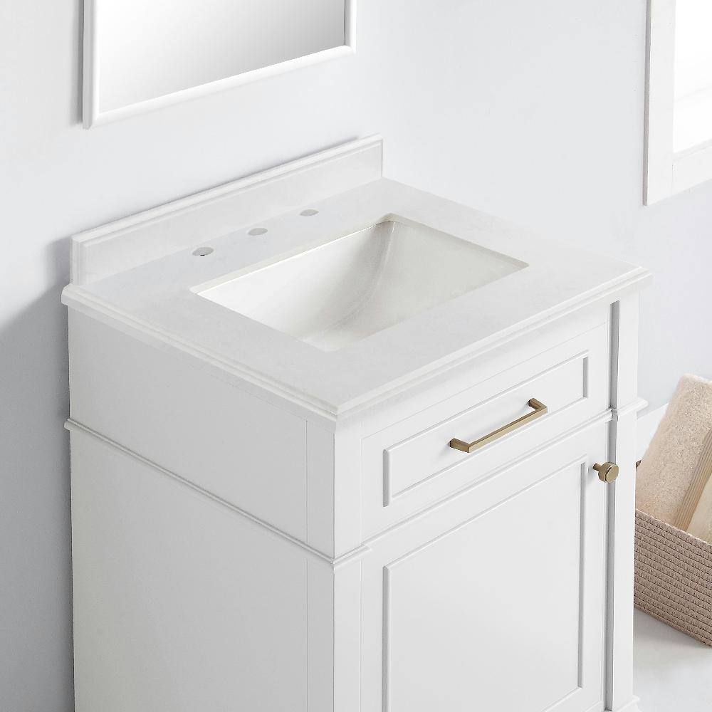 Home Decorators Collection Melpark 24 in. W x 20 in. D x 34.5 in. H Bath Vanity in White with White Cultured Marble Top Melpark 24W