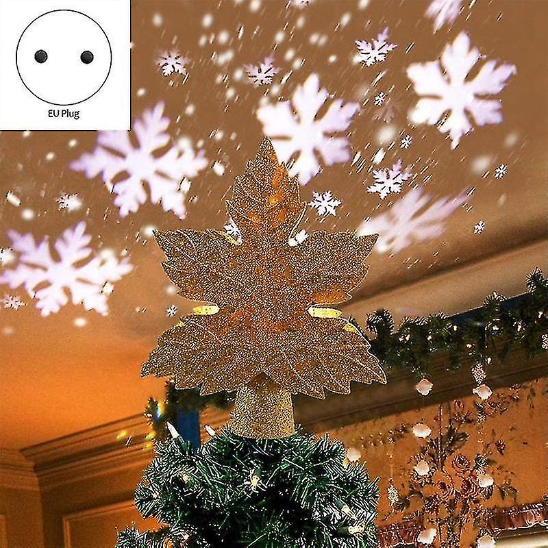 Moving Leaves Lights Led Star Projection Lamp Leaf Type Snowstorm Top Lamp Gold Eu Plug