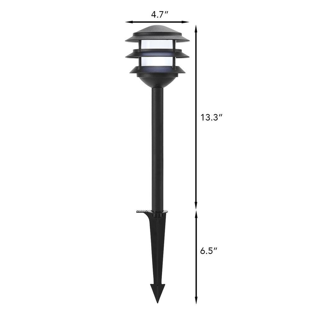 Hampton Bay Lauderdale Low Voltage Matte Black Color Changing LED 3-Tier Path Light Powered by Hubspace 92899