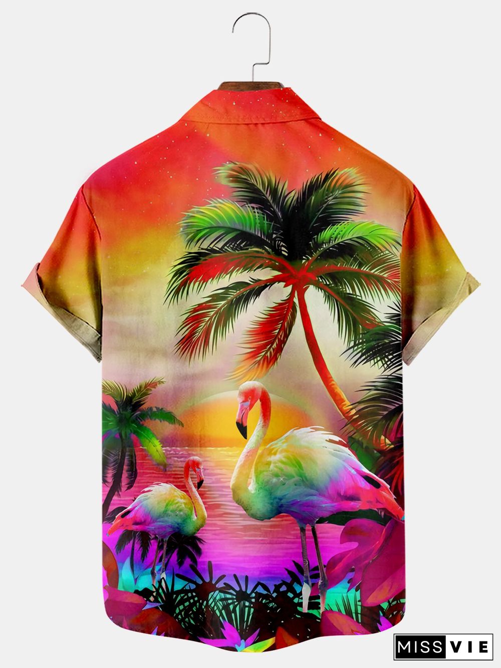 Coconuts And Flamingos Casual Loose Men's Plus Size Short-Sleeved Shirt