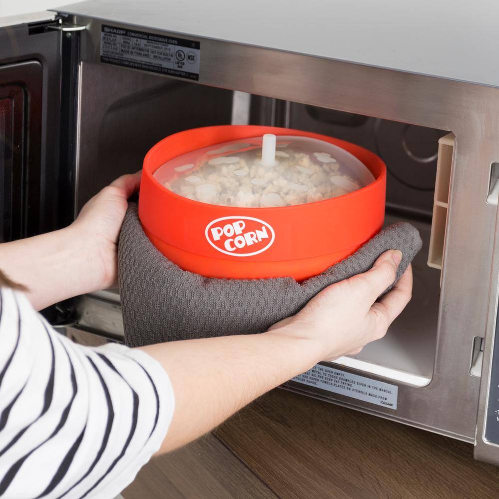 Chef Buddy 80 oz. Red Silicone Microwave Popcorn Popper Bowl W030090
