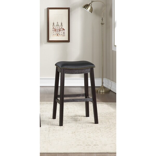 Black PU Upholstery Bar Stool， Set of 2