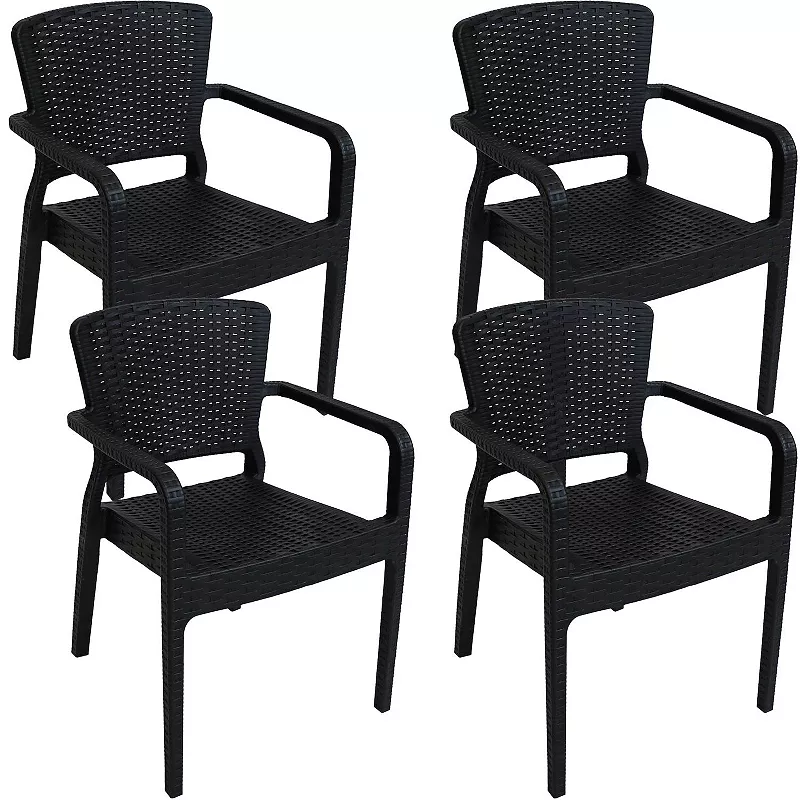 Sunnydaze Set Of 4 Segonia Plastic Stackable Patio Armchairs