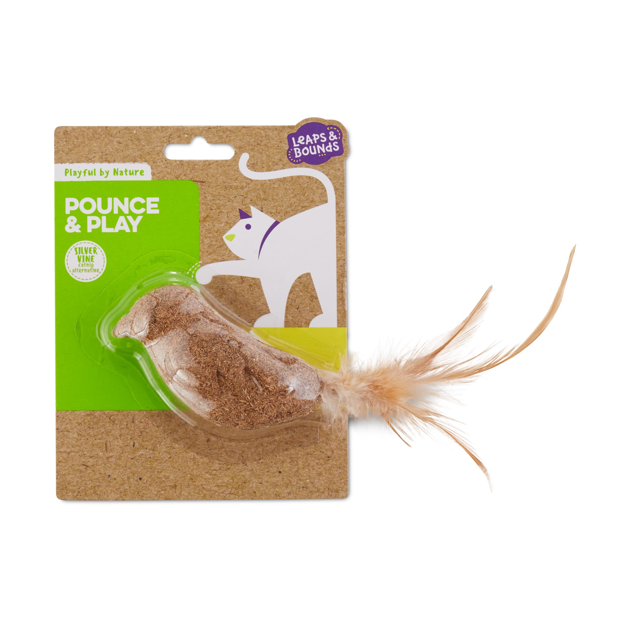 Leaps  Bounds Playful by Nature Pounce  Play Silver Vine Bird Cat Toy