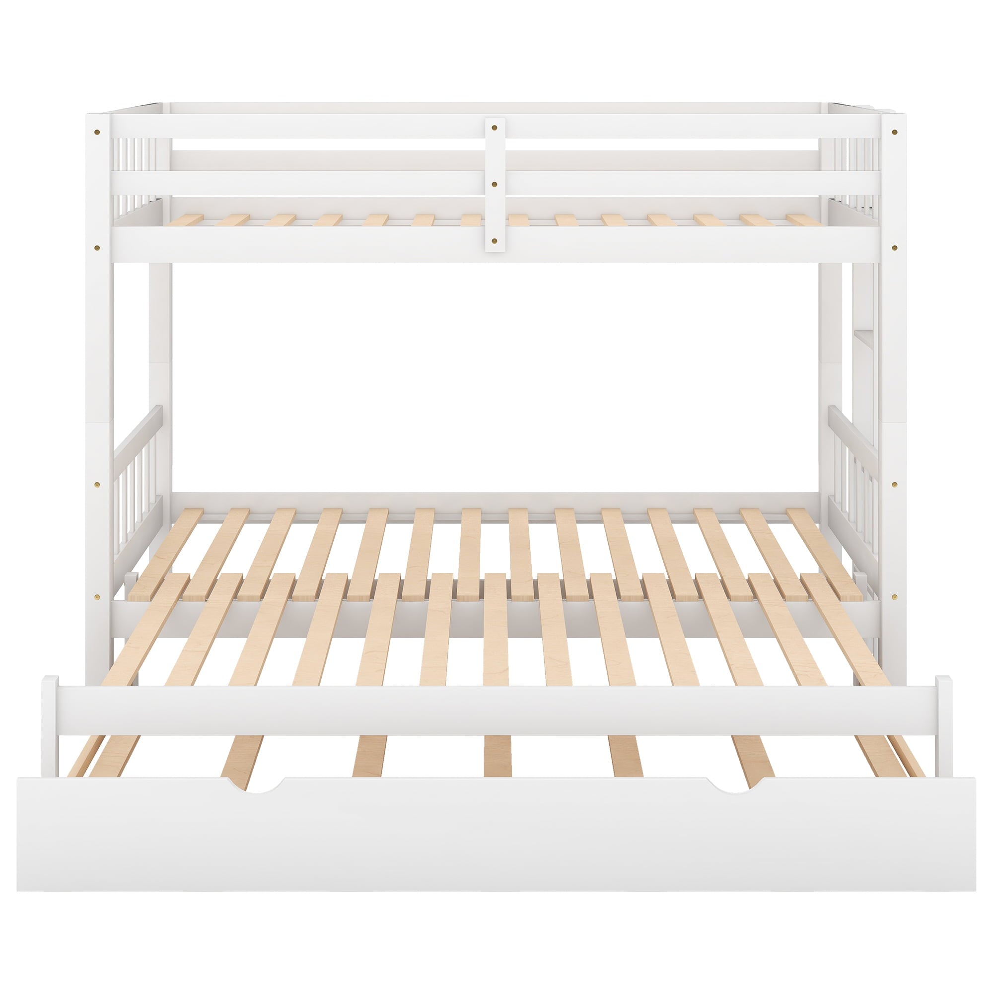 Euroco Wood Twin over Twin/King Bunk Bed with Trundle for Kids, White