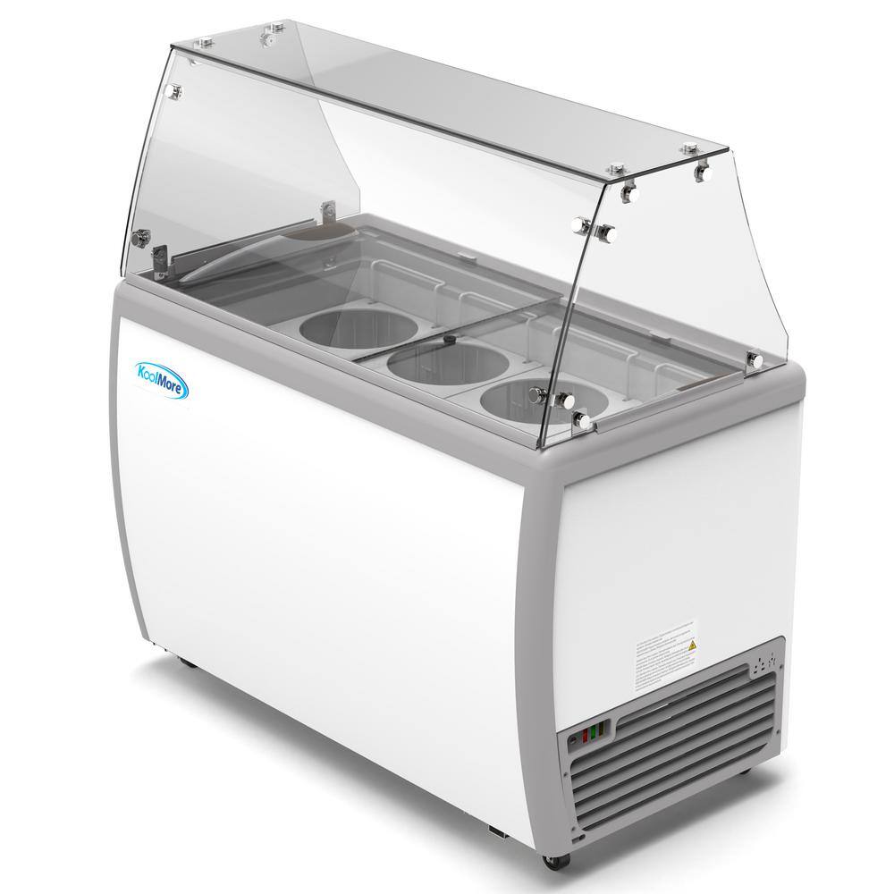 Koolmore 50 in. 8 Tub Ice Cream Dipping Cabinet Display Freezer with Sliding Glass Door and Sneeze Guard KM-ICD-49SD-FG