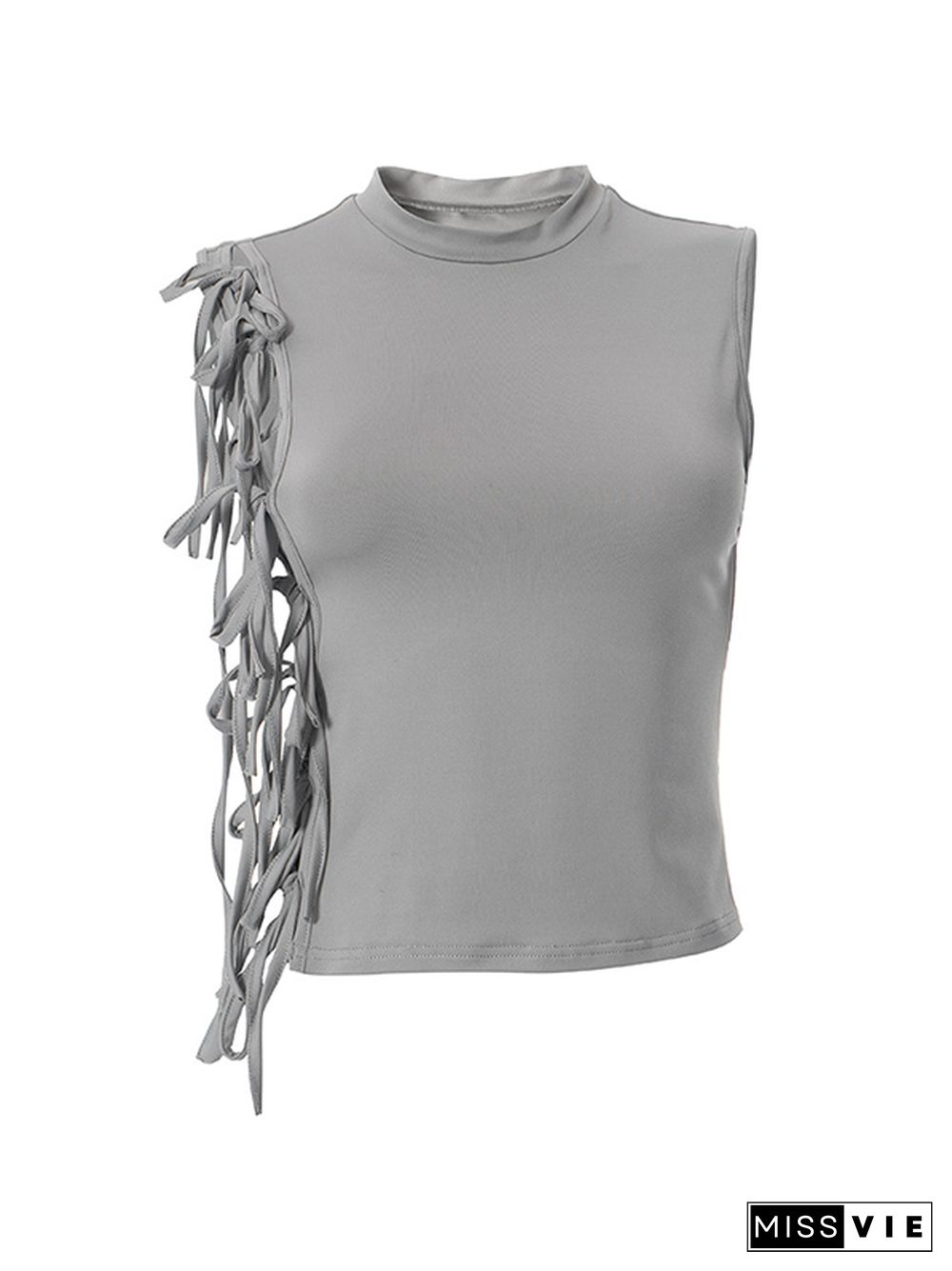 Gray Multiple Lace Up Design Tank Top