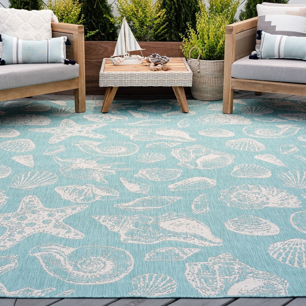 Exo Coastal Graphic Print Indoor/Outdoor Area Rug