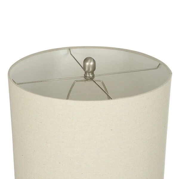 Ceramic Table Lamp - White Finish with Cream Linen Shade