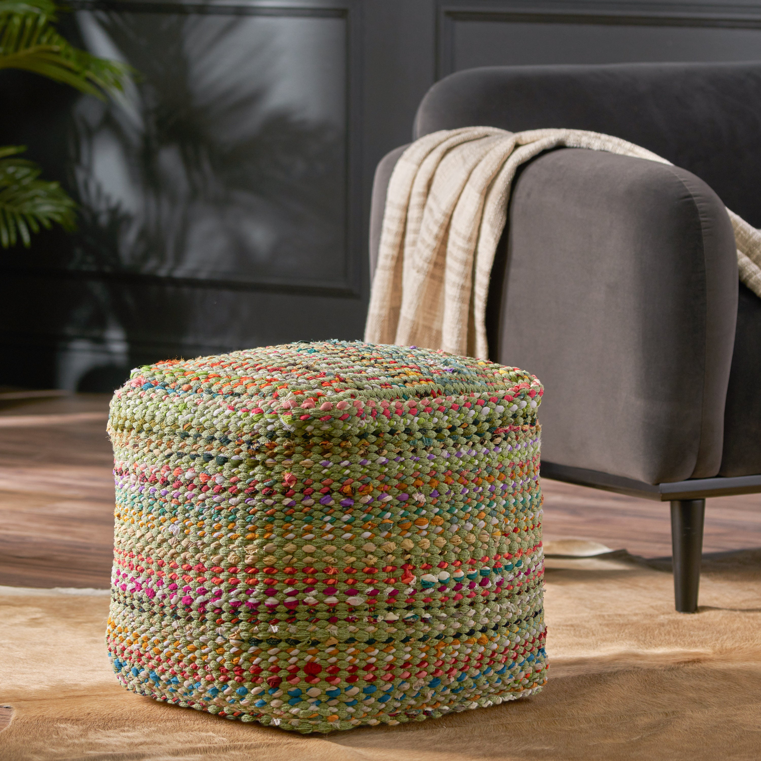 Naholo Handcrafted Boho Fabric Pouf